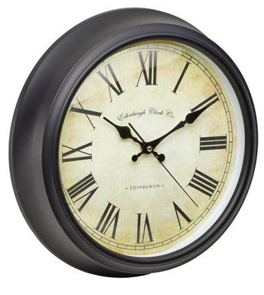 36cm Dia Black Lined Rim Wall Clock