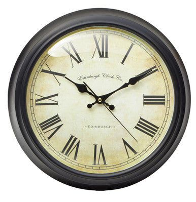 36cm Dia Black Lined Rim Wall Clock