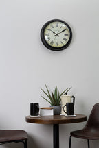 36cm Dia Black Lined Rim Wall Clock