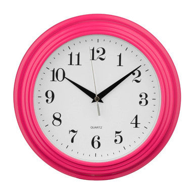 25cm Dia Vintage Hot Pink Round Wall Clock