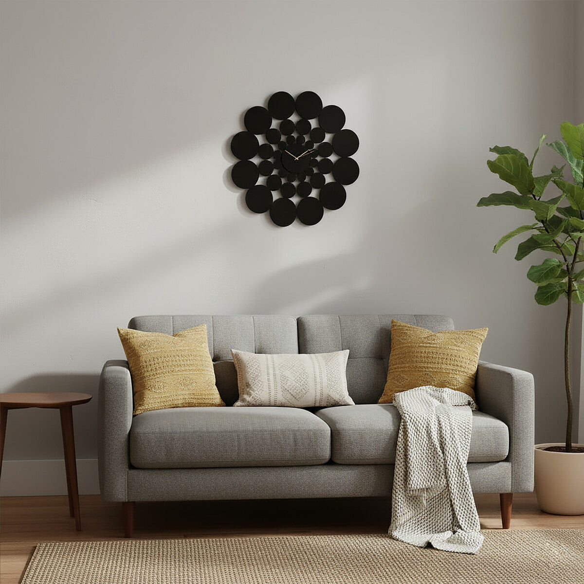51cm Dia Black Discs Design Wall Clock