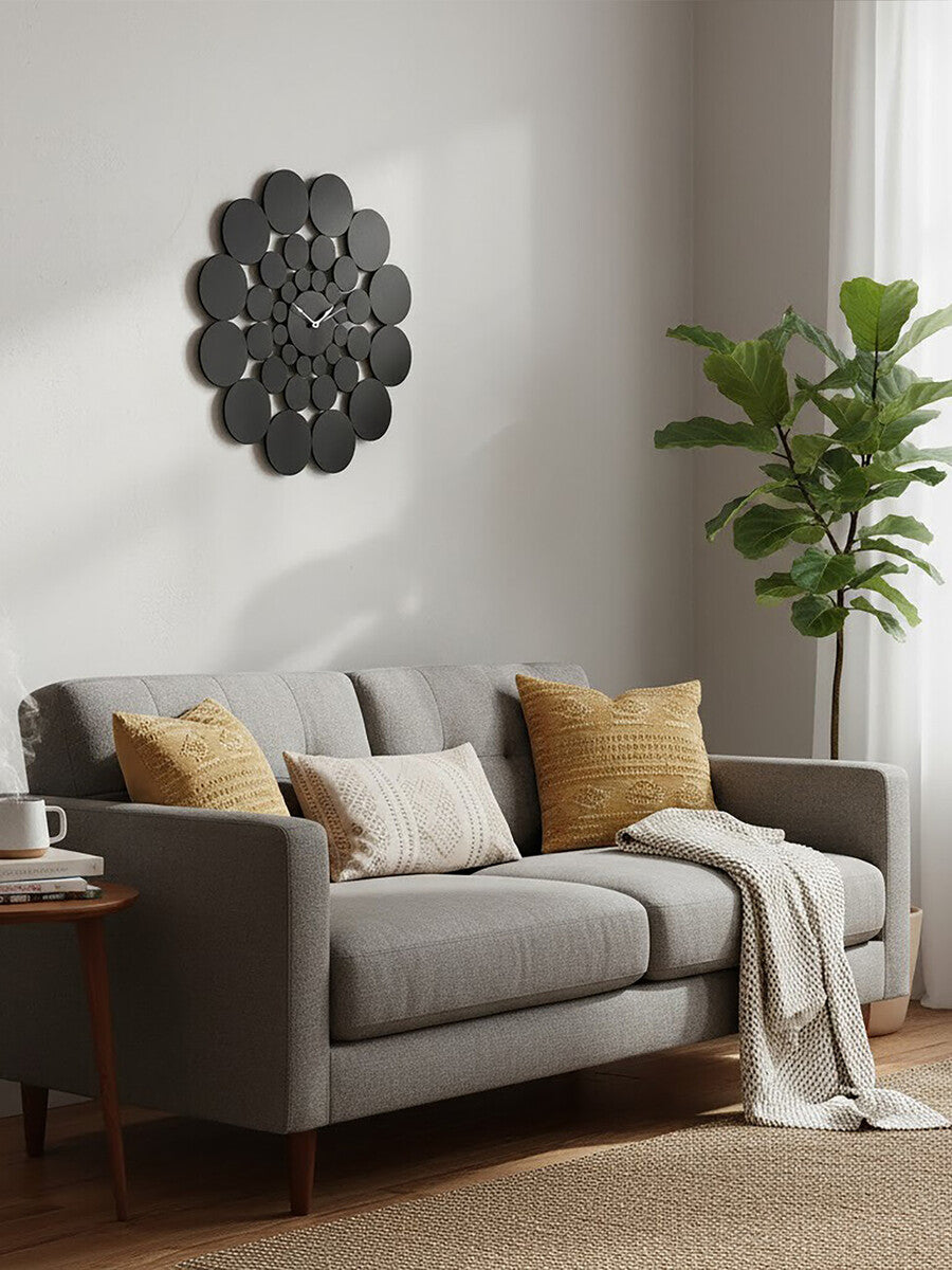 51cm Dia Black Discs Design Wall Clock