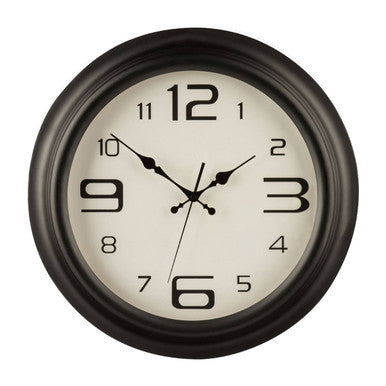 44cm Dia Matt Black Metal Wall Clock