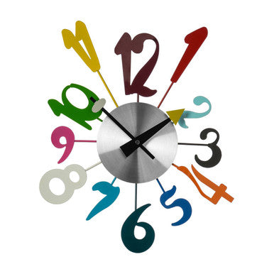 Multi Colour Funky Numbers Wall Clock