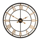 80cm Dia Black and Gold Metal Wall Clock