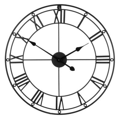 59cm Dia Matt Black Metal Wall Clock