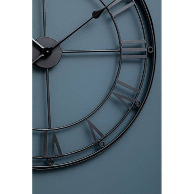 59cm Dia Matt Black Metal Wall Clock