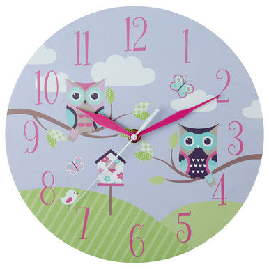 Kids 25cm Dia Owl Wall Clock