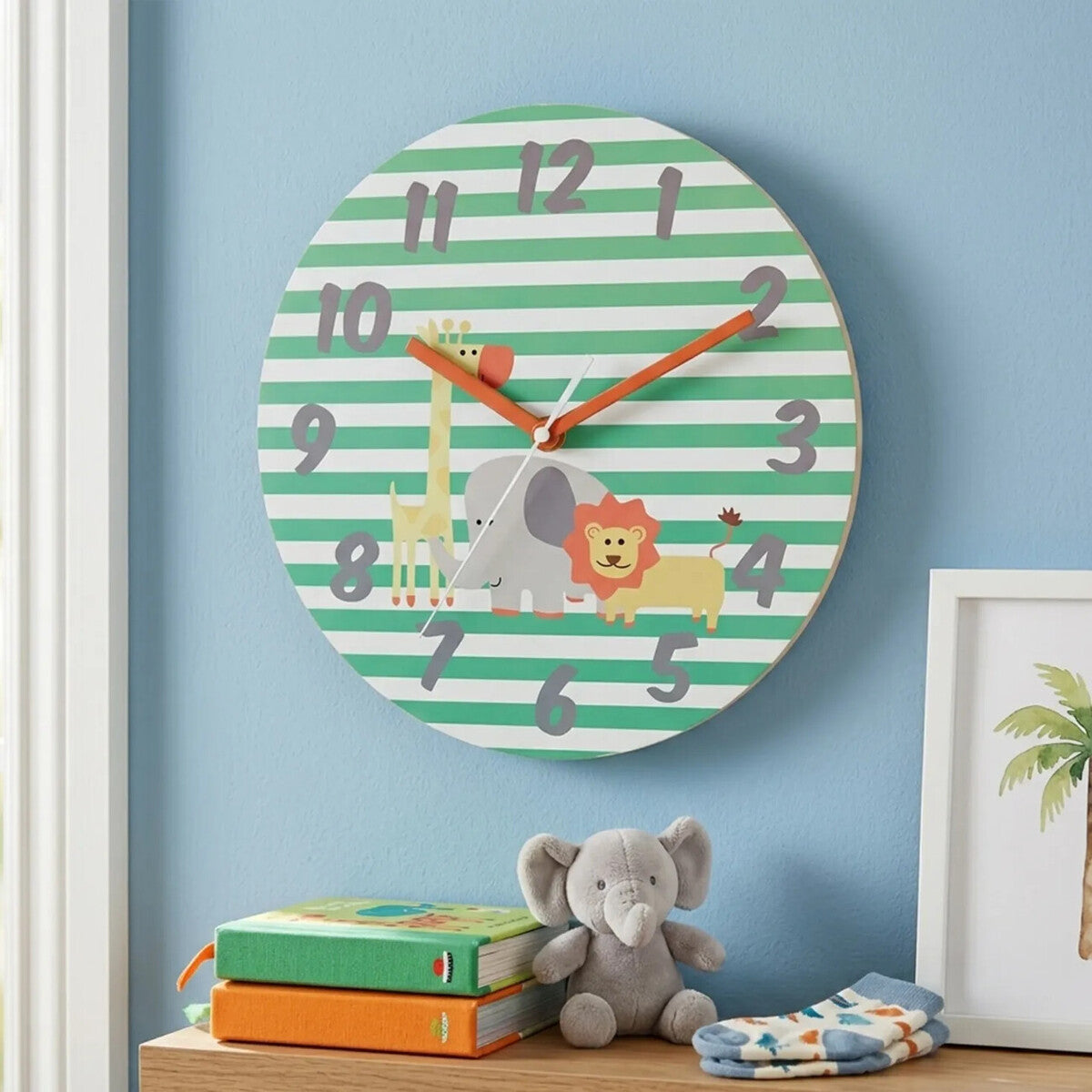 Kids 25cm Dia Safari Wall Clock