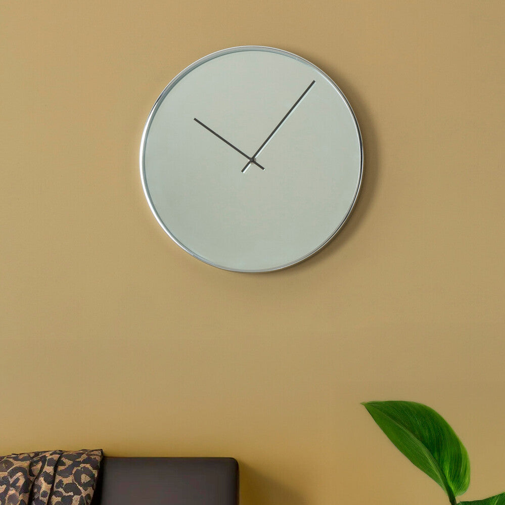 40cm Dia Chrome and Mirror Wall Clock