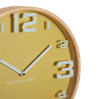 Yellow Wood Large Numbers Wall Clock