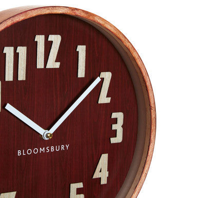 30cm Dia Red Grain Small Wall Clock
