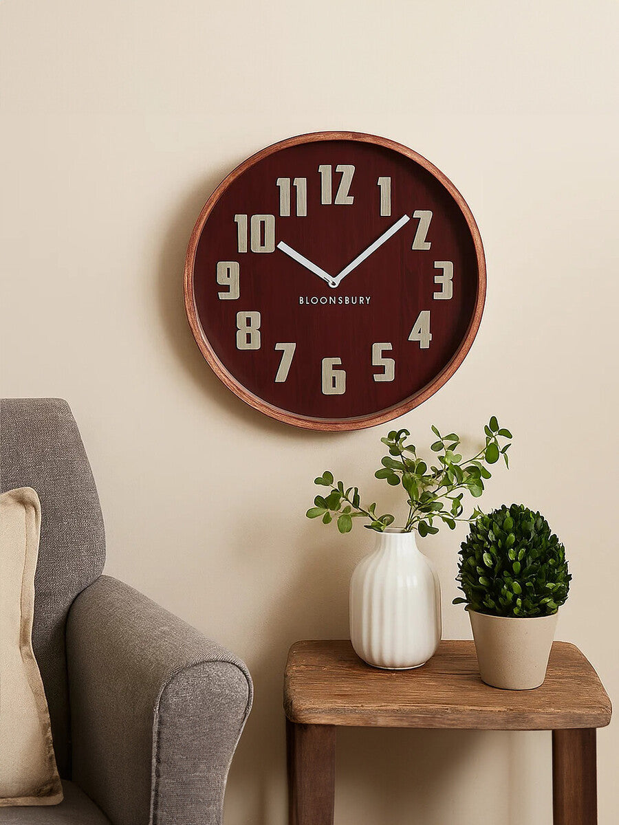 40cm Dia Red Grain Large Wall Clock