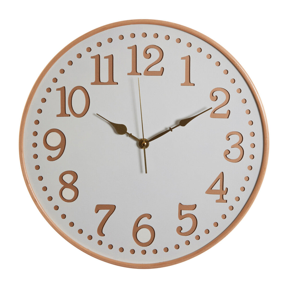 40cm Dia White Wood with Gold Numbers Wall Clock