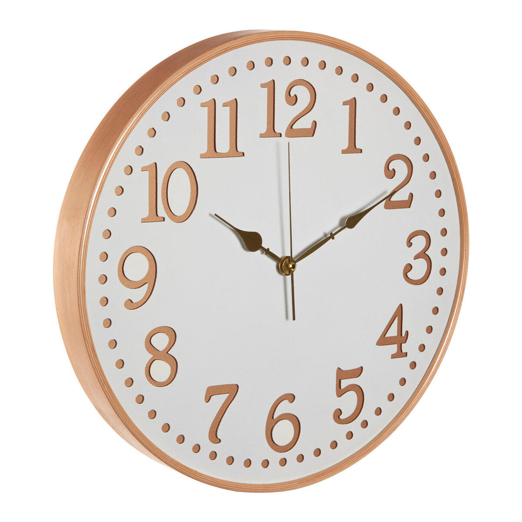 40cm Dia White Wood with Gold Numbers Wall Clock
