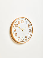 40cm Dia White Wood with Gold Numbers Wall Clock