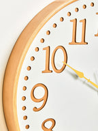 40cm Dia White Wood with Gold Numbers Wall Clock