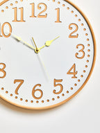 40cm Dia White Wood with Gold Numbers Wall Clock