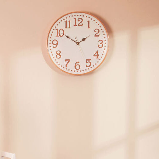40cm Dia White Wood with Gold Numbers Wall Clock