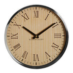 30cm Dia Natural and Silver Wall Clock
