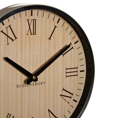 30cm Dia Natural and Silver Wall Clock