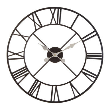56cm Dia Black Metal Wall Clock