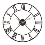 56cm Dia Black Metal Wall Clock