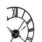 56cm Dia Black Metal Wall Clock