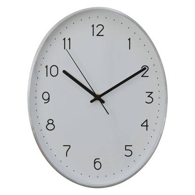 Oval Wall Clock with Silver Finish