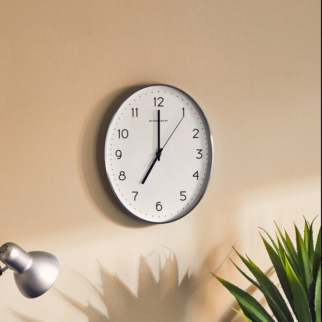 Oval Wall Clock with Silver Finish