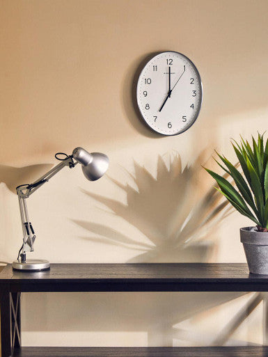 Oval Wall Clock with Silver Finish