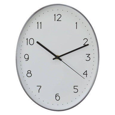 Oval Wall Clock with Dark Grey Finish