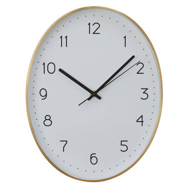 Oval Wall Clock with Gold Finish