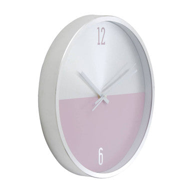 30cm Dia Silver and Pink Finish Wall Clock