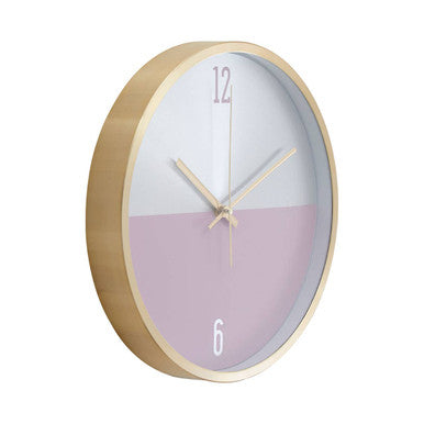 30cm Dia Silver Gold and Pink Finish Wall Clock