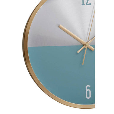 30cm Dia Silver Gold and Blue Finish Wall Clock