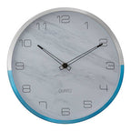 30cm Dia Wall Clock with Silver and Blue Frame