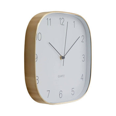29cm Dia Square Gold Finish Case Wall Clock