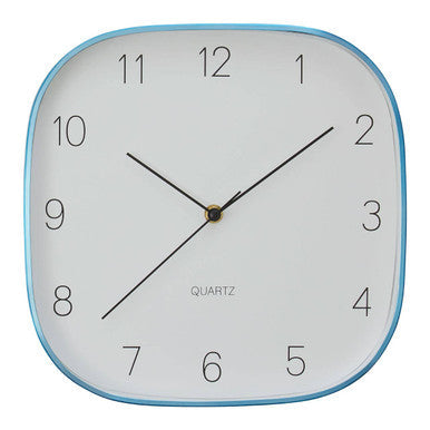 29cm Dia Square Blue Finish Case Wall Clock