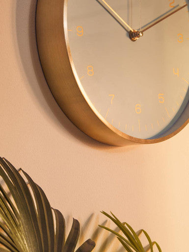 25cm Dia Gold and Mint Green Finish Wall Clock