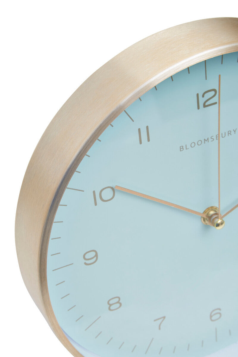 25cm Dia Gold and Mint Green Finish Wall Clock