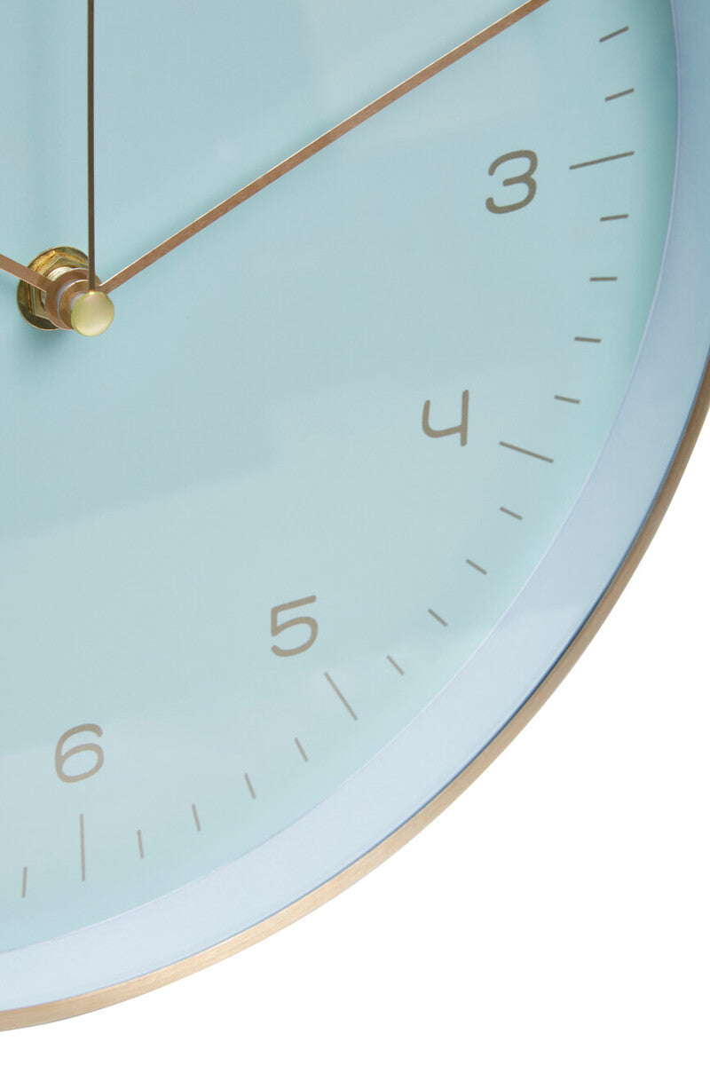 25cm Dia Gold and Mint Green Finish Wall Clock