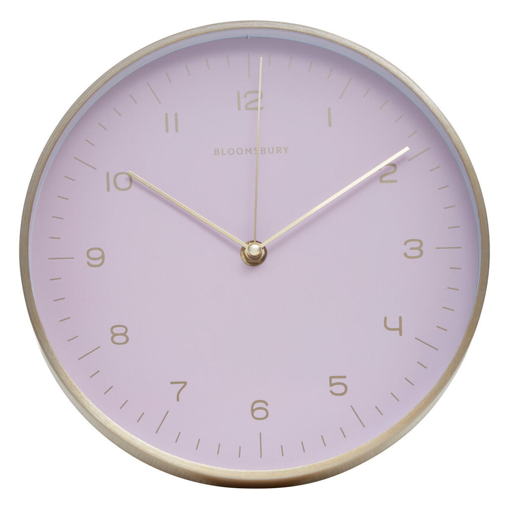25cm Dia Gold and Pink Finish Wall Clock