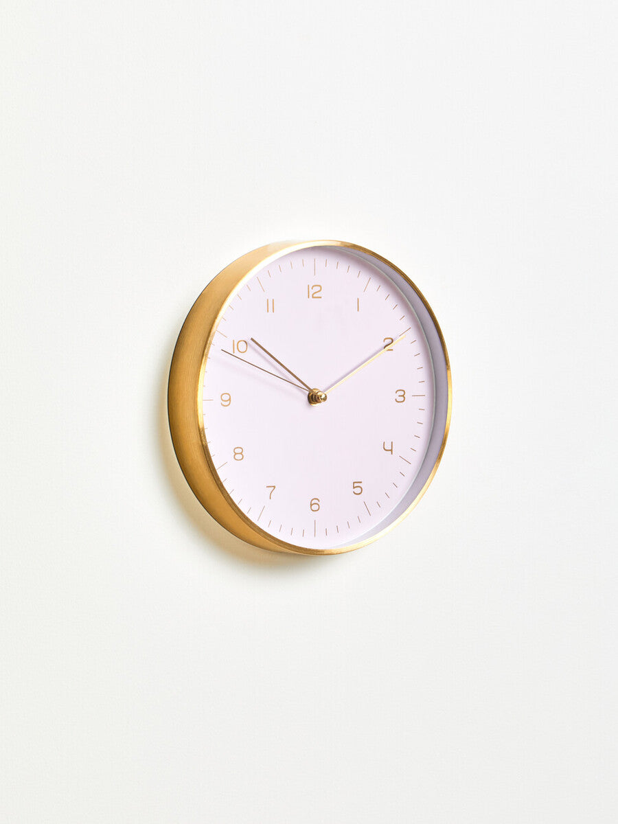25cm Dia Gold and Pink Finish Wall Clock