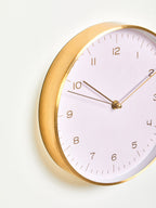 25cm Dia Gold and Pink Finish Wall Clock