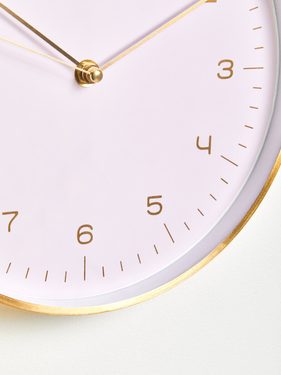 25cm Dia Gold and Pink Finish Wall Clock