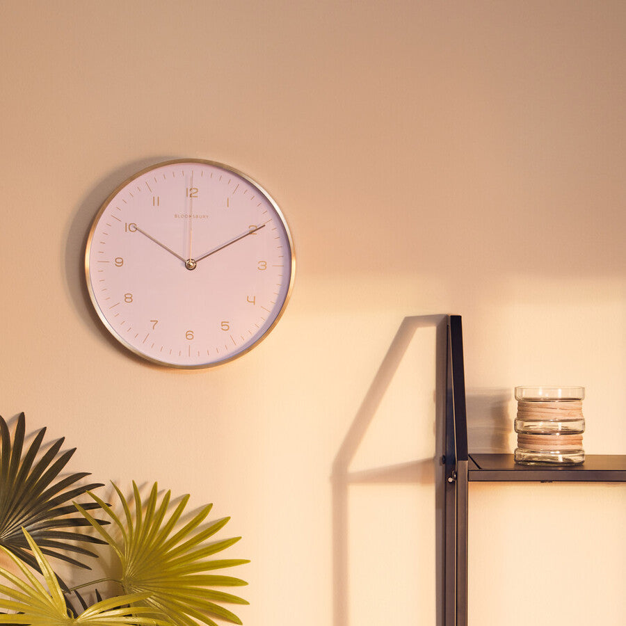 25cm Dia Gold and Pink Finish Wall Clock