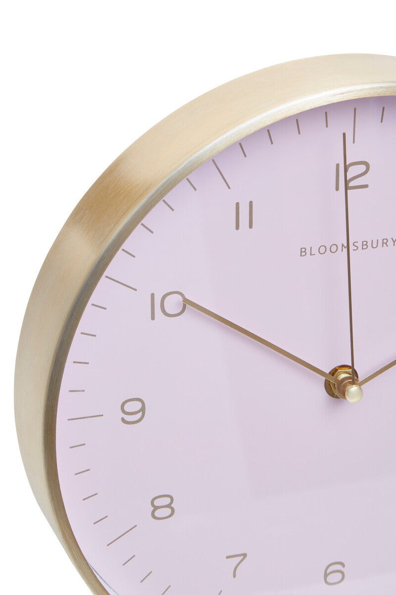 25cm Dia Gold and Pink Finish Wall Clock