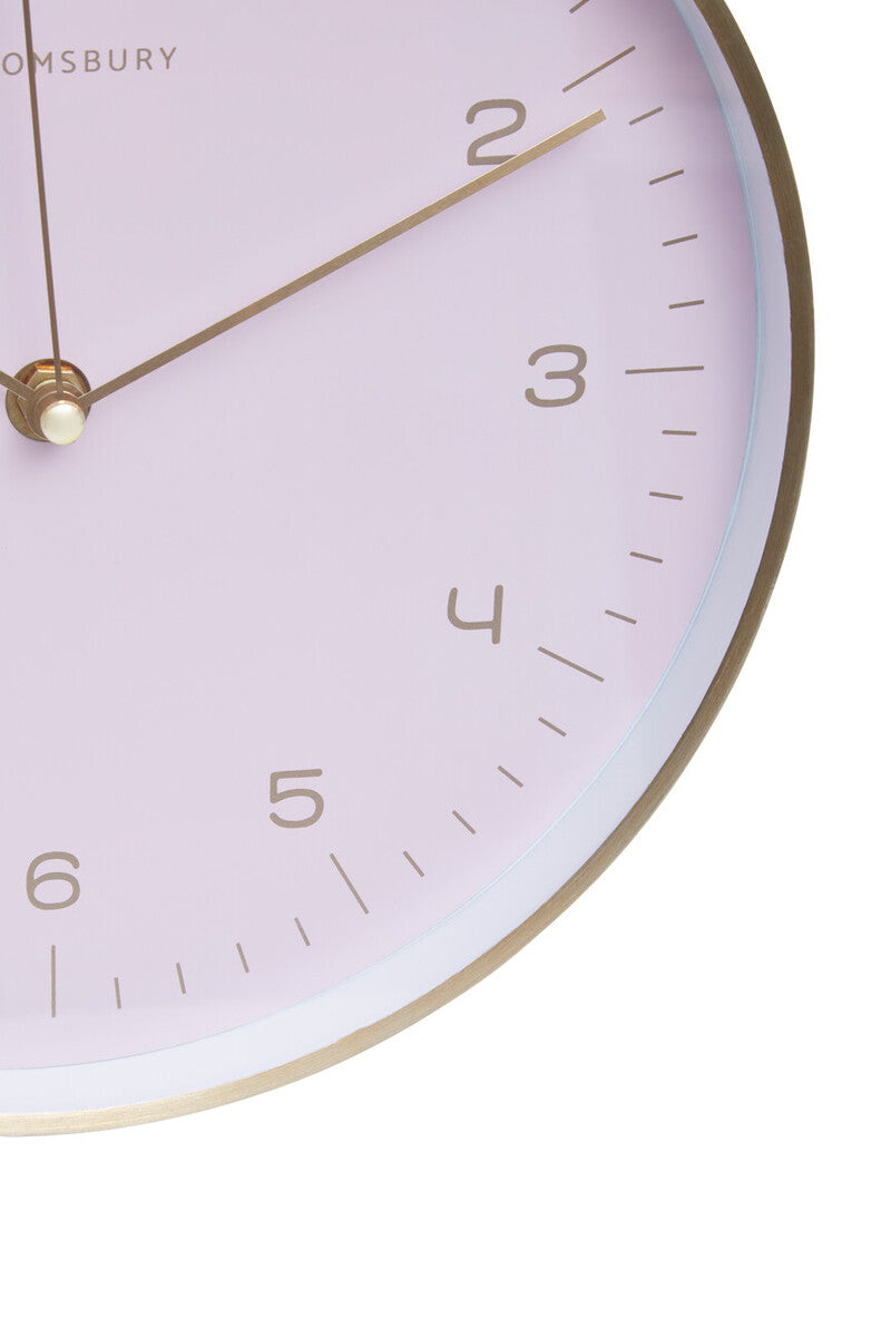 25cm Dia Gold and Pink Finish Wall Clock