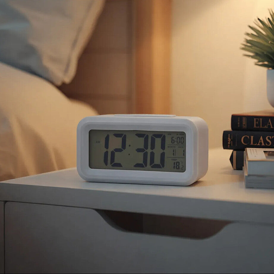 White Lcd Digital Clock